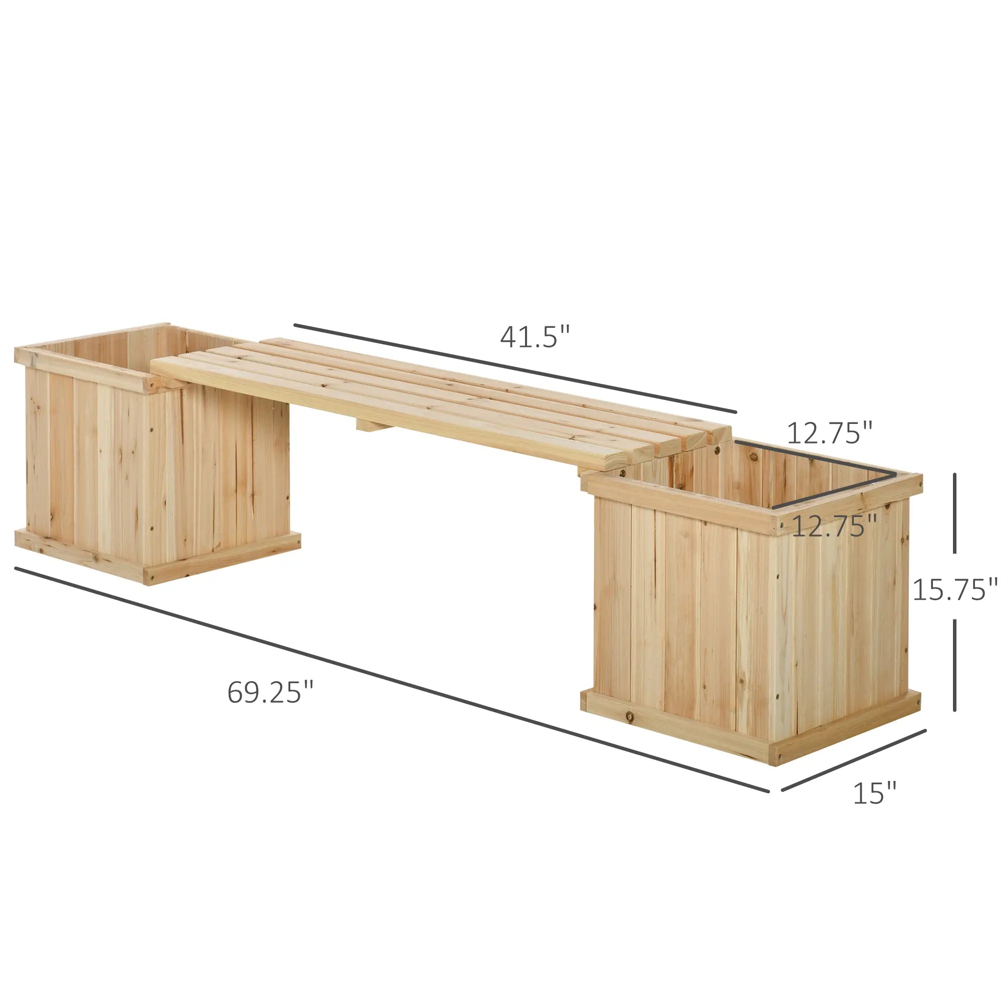 Raised Garden Bed Bench Planter, 69.25