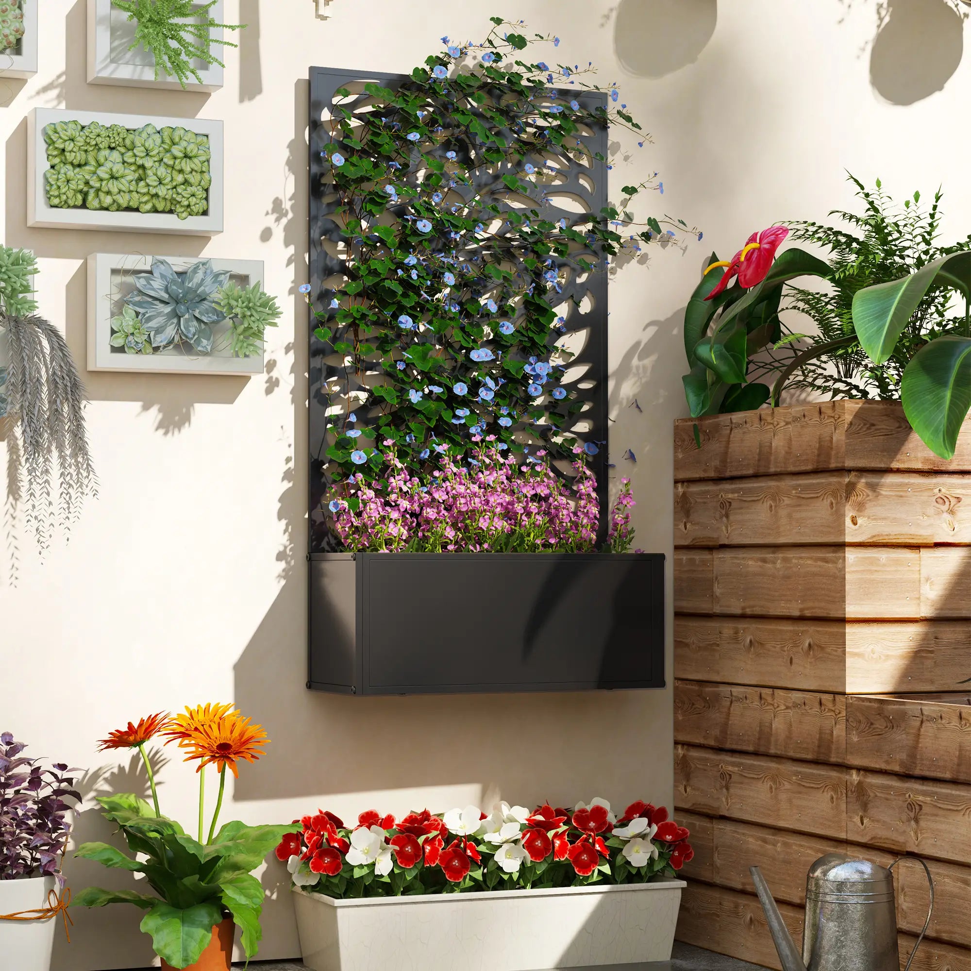 Metal Raised Garden Bed With Privacy Panel, Outdoor Planter Box Raised Garden Beds at Gallery Canada