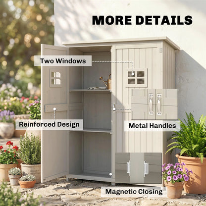 4x1.5ft Wooden Garden Storage Shed, Outdoor Tool Cabinet, Grey Sheds at Gallery Canada