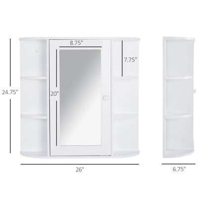 Mirrored Bathroom Wall Cabinet, Wall Mounted, With Door & Shelves, White Mirror Medicine Cabinets at Gallery Canada