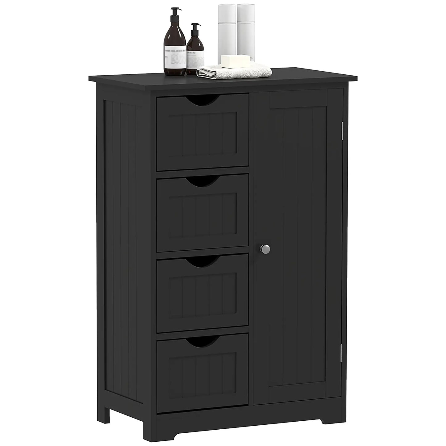 Bathroom Storage Cabinet, Adjustable Shelf, 4 Drawers, Black Bathroom Cabinets at Gallery Canada