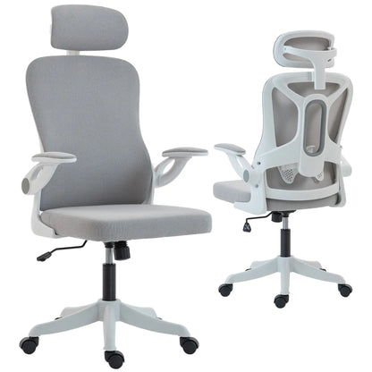 Ergonomic Office Chair, Swivel Desk Chair with Lumbar Support, Headrest, Grey Task Chairs at Gallery Canada