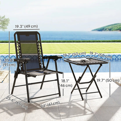 3-Piece Patio Bistro Set, Outdoor Folding Table & Chairs Bistro Sets at Gallery Canada