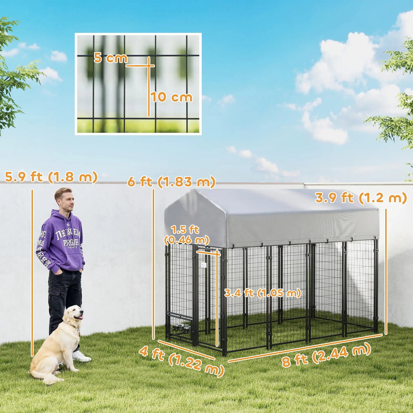 8' x 4' x 6' Outdoor Dog Kennel, Waterproof UV Resistant Cover Dog Kennels at Gallery Canada