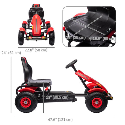 Kids Pedal Go Kart, Adjustable Bucket, Handbrake, 4 Rubber Wheels, Red Pedal Go Karts for Kids at Gallery Canada