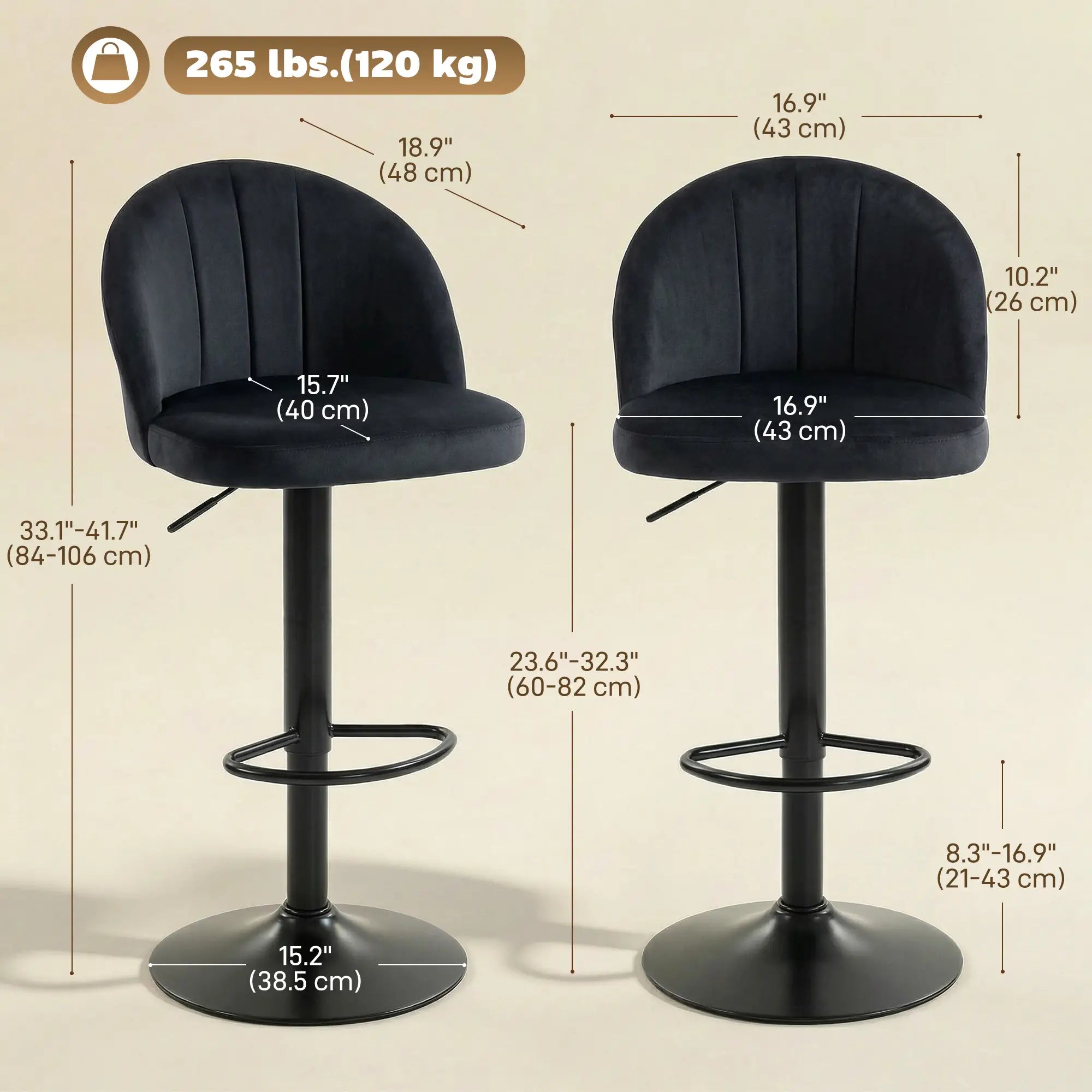 Swivel Counter Height Barstools Set of 2, Black Bar Stools at Gallery Canada