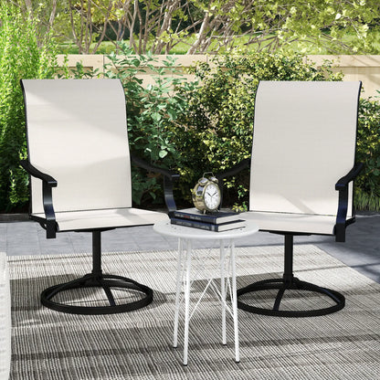Outdoor Swivel Dining Chairs Set Of 2, High Back All Weather Mesh, White Bistro Sets at Gallery Canada