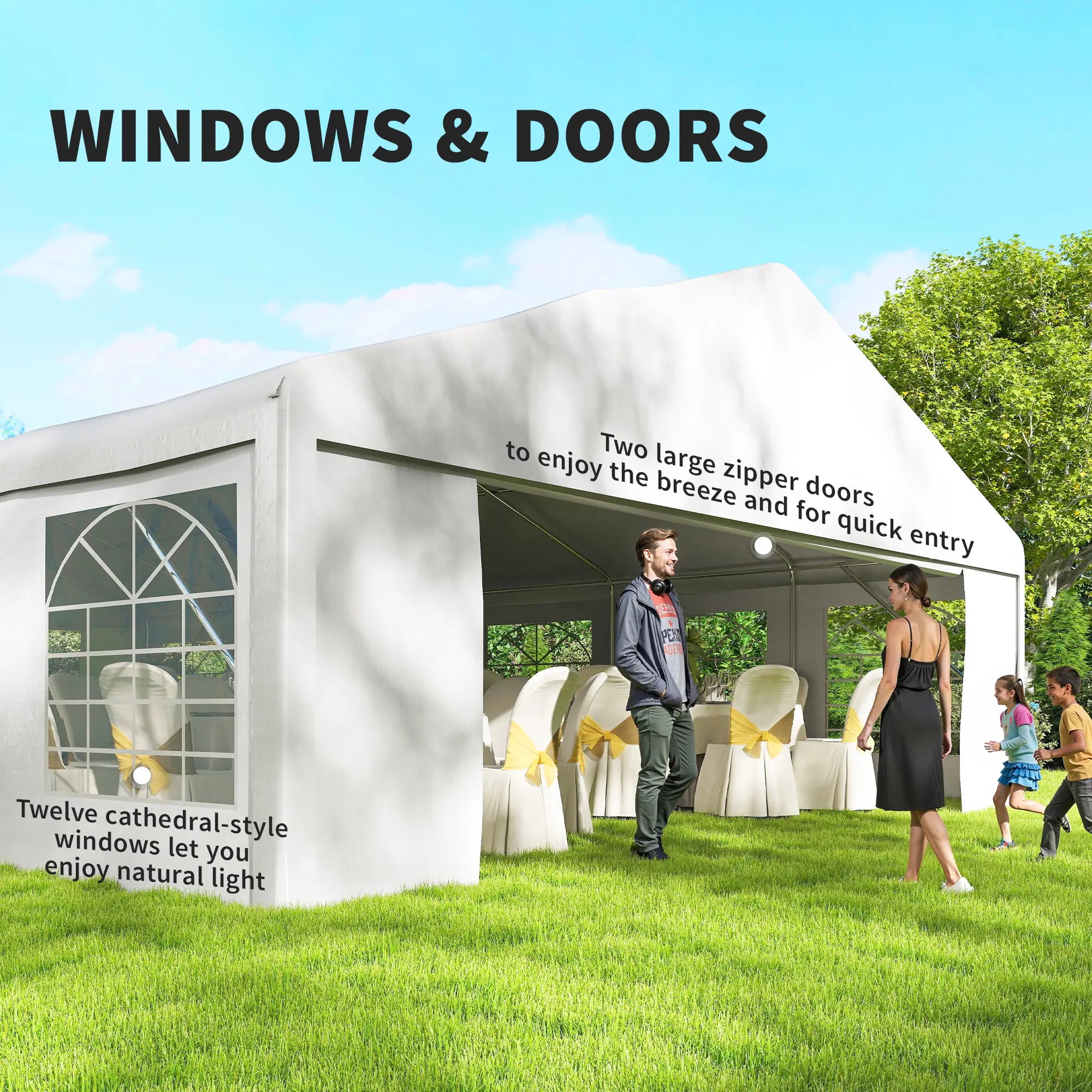 23' x 39' Party Tent, Heavy Duty Outdoor Canopy Shelter, White Canopy Tents at Gallery Canada