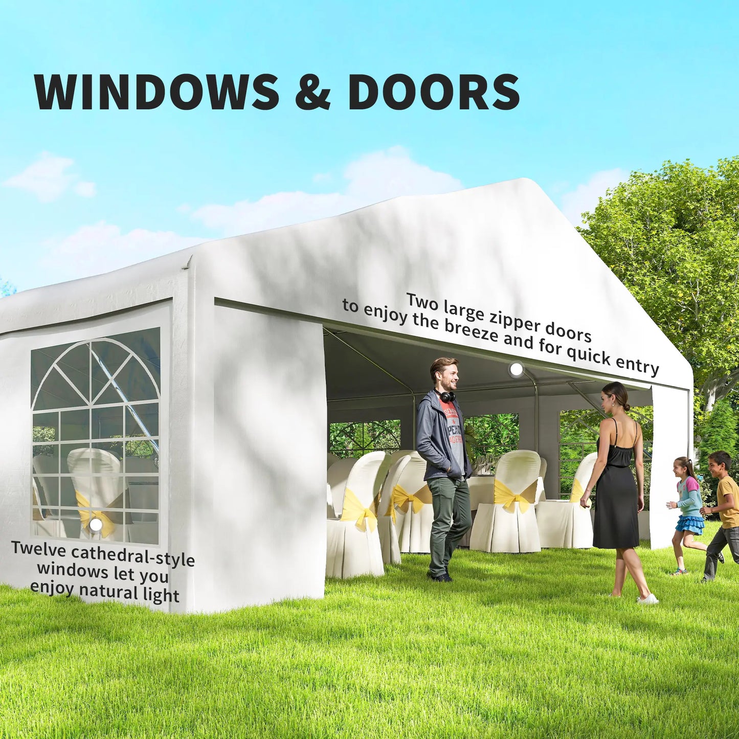 23' x 39' Party Tent, Heavy Duty Outdoor Canopy Shelter, White Canopy Tents at Gallery Canada
