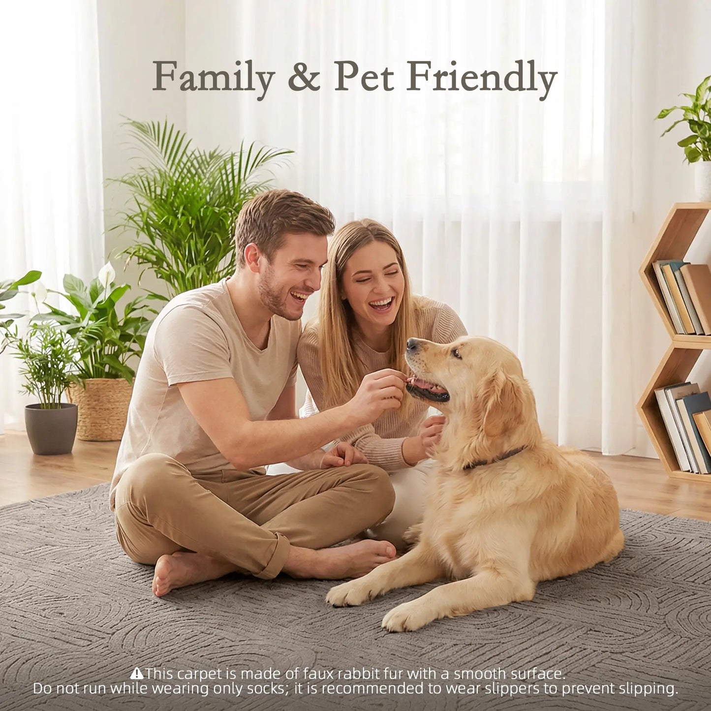 6x9 Faux Fur Rug, Non-Slip Carpet for Living Room, Bedroom, Tan Area Rugs at Gallery Canada