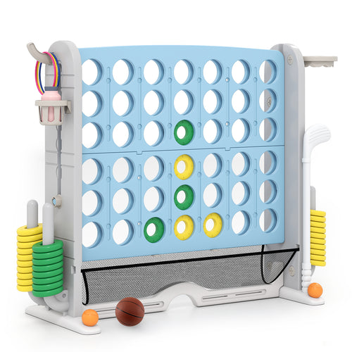 Jumbo 4-to-Score Game with Ring-toss and Basketball Hoop, Light Blue
