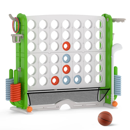Jumbo 4-To-Score Game With Ring-Toss And Basketball Hoop, Green