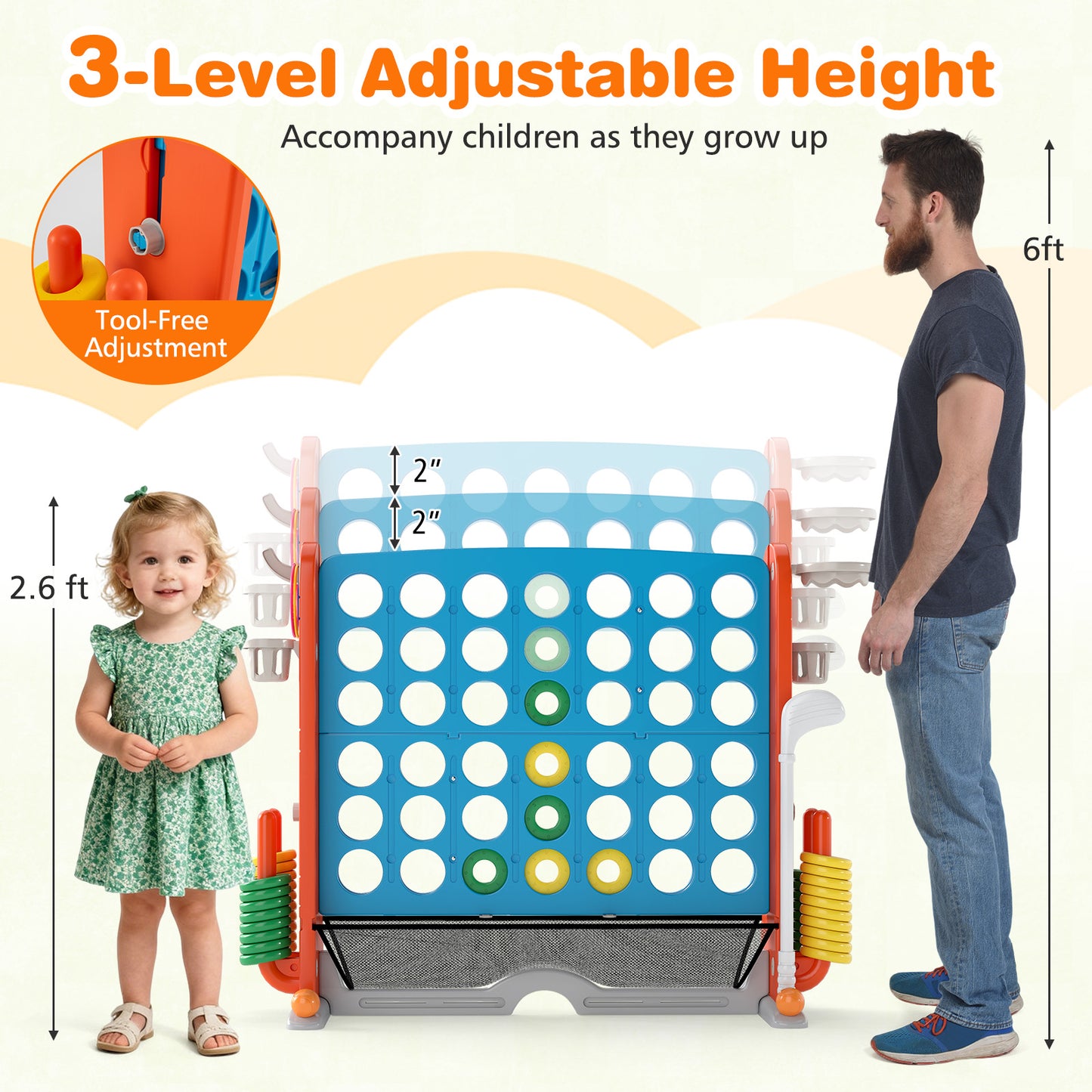 Jumbo 4-To-Score Game With Ring-Toss And Basketball Hoop, Blue, Orange Lawn Games at Gallery Canada