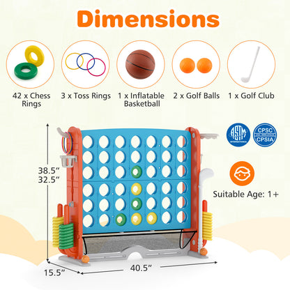 Jumbo 4-To-Score Game With Ring-Toss And Basketball Hoop, Blue, Orange Lawn Games at Gallery Canada