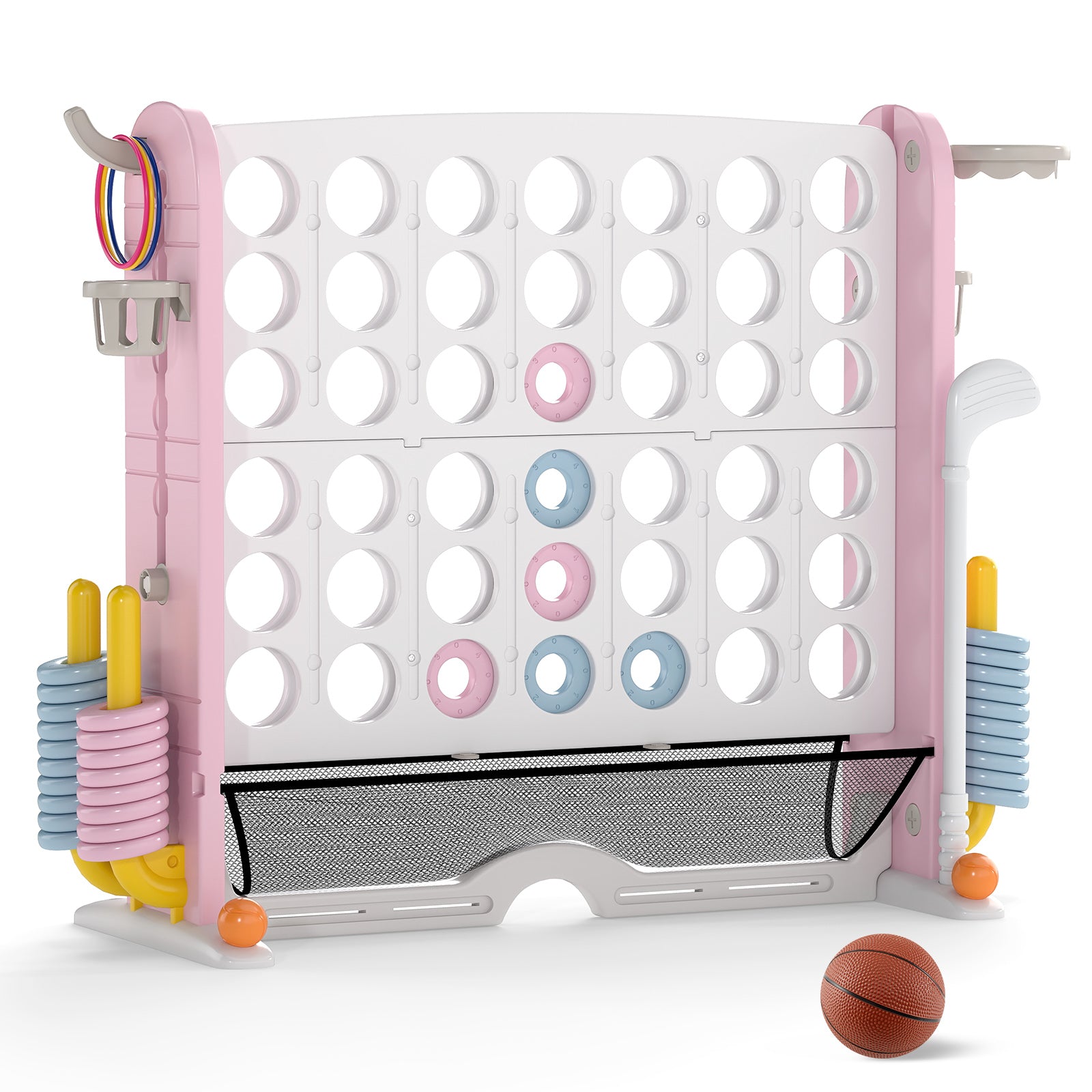 Jumbo 4-To-Score Game With Ring-Toss And Basketball Hoop, Pink Lawn Games at Gallery Canada