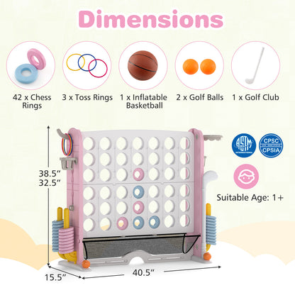 Jumbo 4-To-Score Game With Ring-Toss And Basketball Hoop, Pink Lawn Games at Gallery Canada