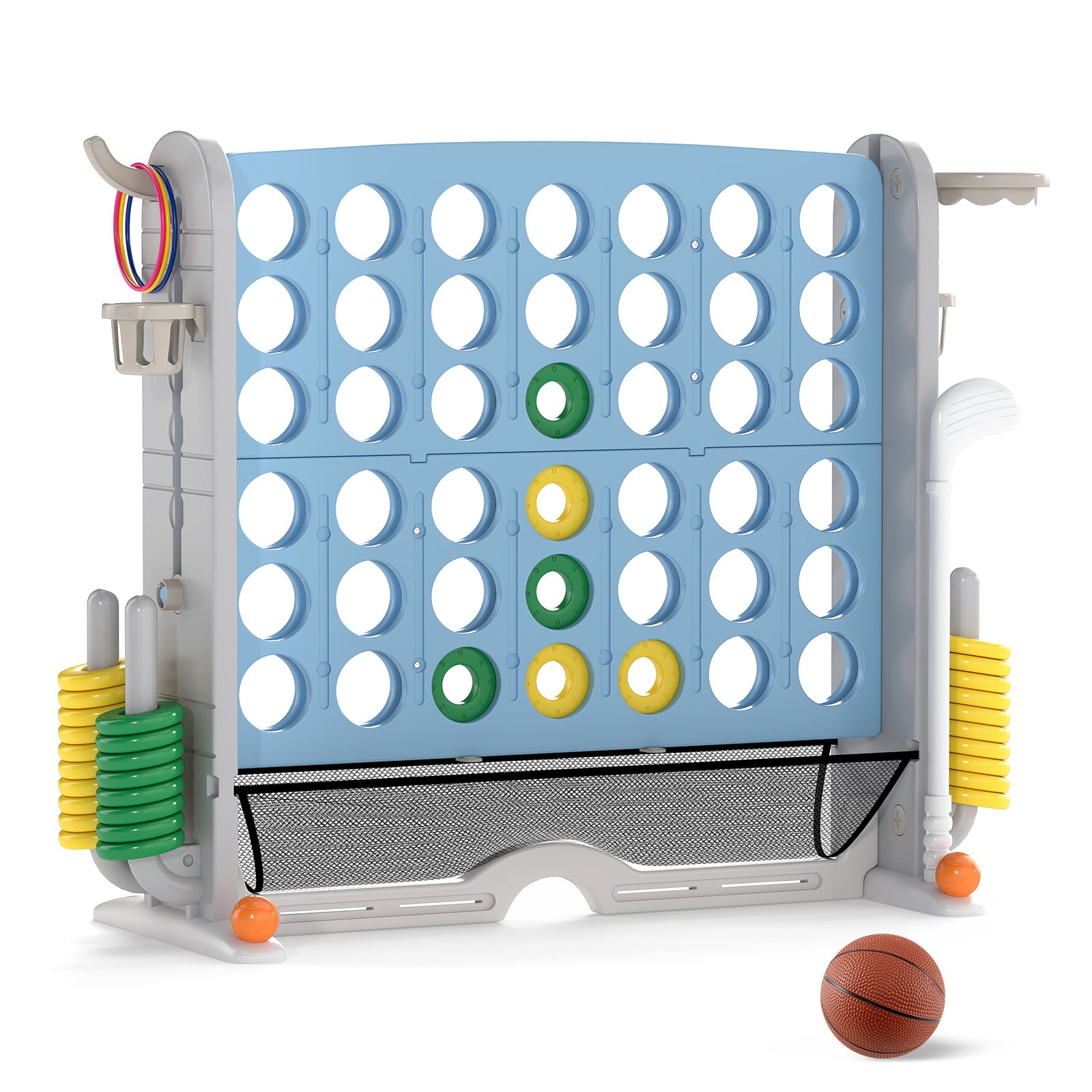Jumbo 4-To-Score Game, Ring-Toss And Basketball Hoop, Light Blue Lawn Games Light Blue at Gallery Canada