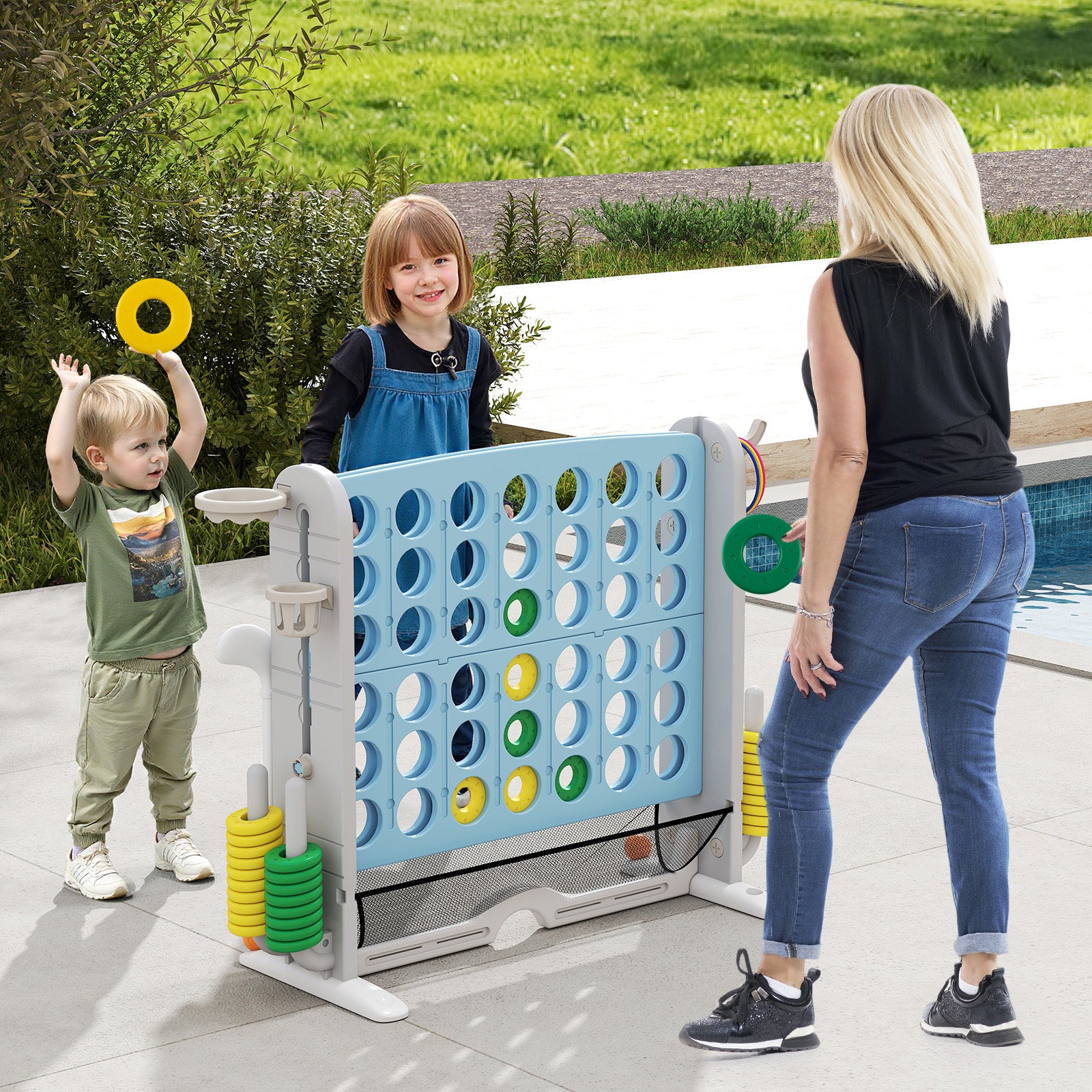 Jumbo 4-To-Score Game, Ring-Toss And Basketball Hoop, Light Blue Lawn Games at Gallery Canada