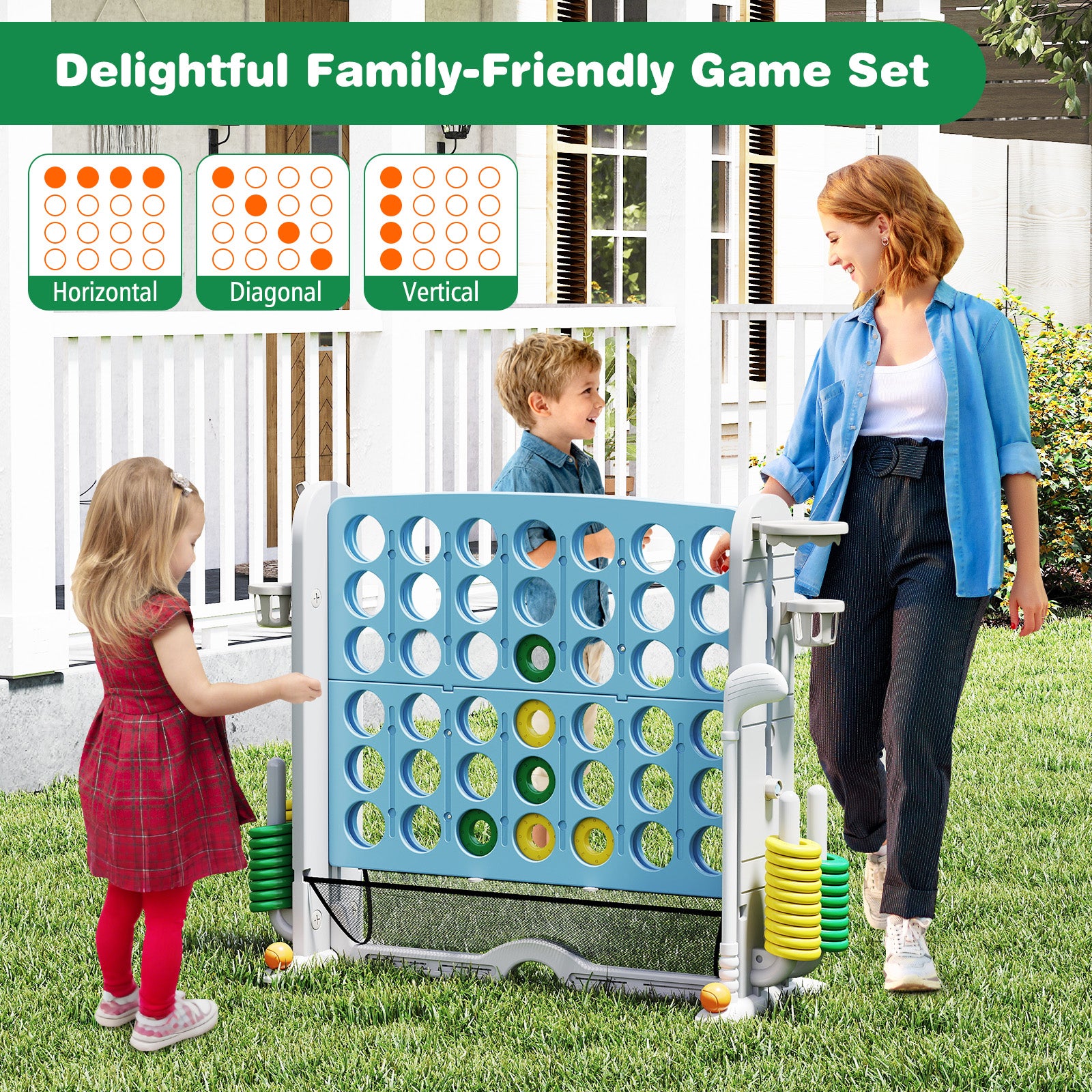Jumbo 4-To-Score Game, Ring-Toss And Basketball Hoop, Light Blue Lawn Games at Gallery Canada