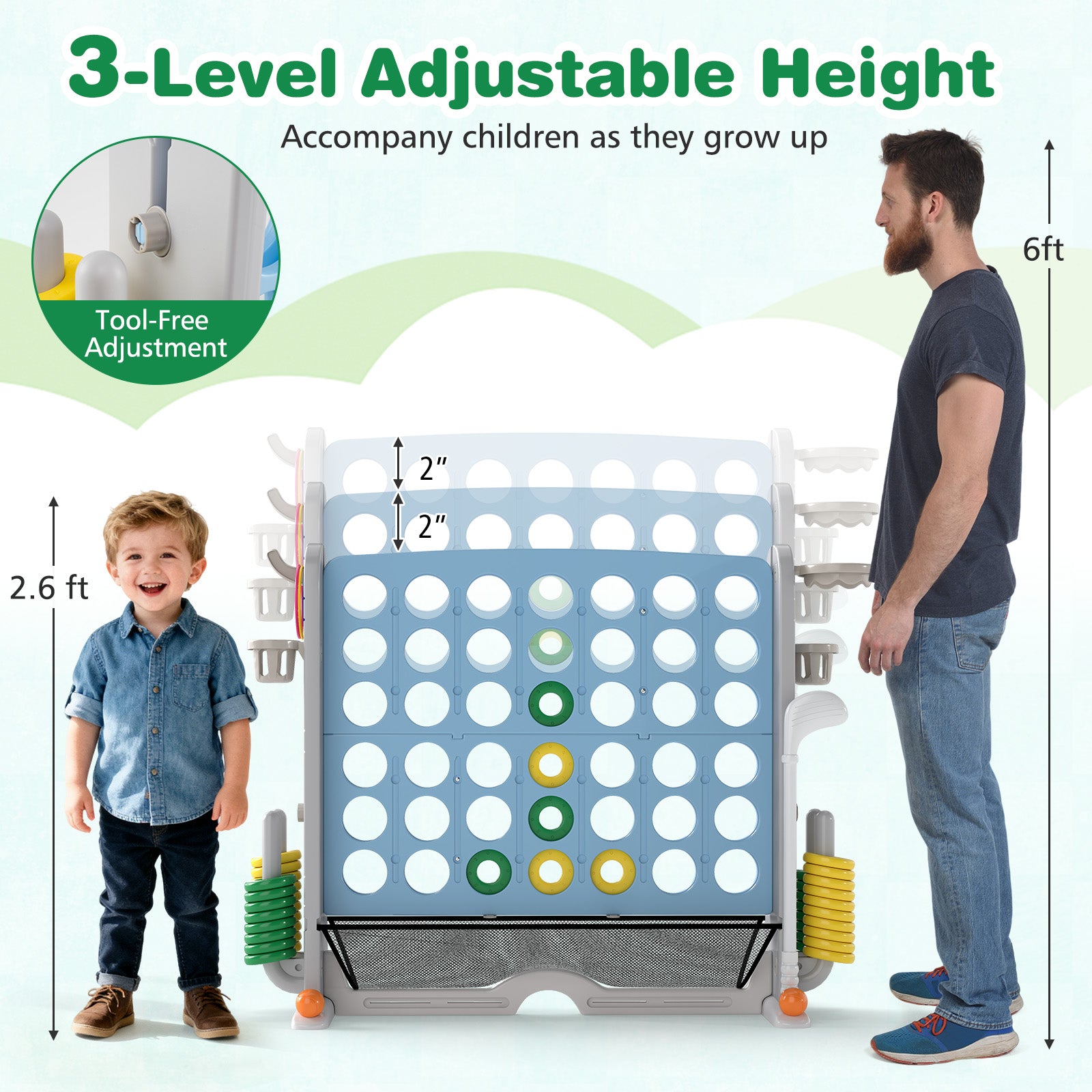 Jumbo 4-To-Score Game, Ring-Toss And Basketball Hoop, Light Blue Lawn Games at Gallery Canada