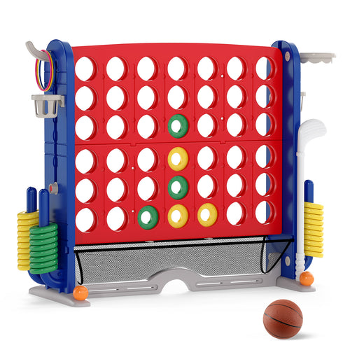 Jumbo 4-To-Score Game, Ring-Toss And Basketball Hoop, Red