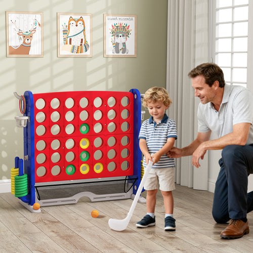 Jumbo 4-To-Score Game, Ring-Toss And Basketball Hoop, Red