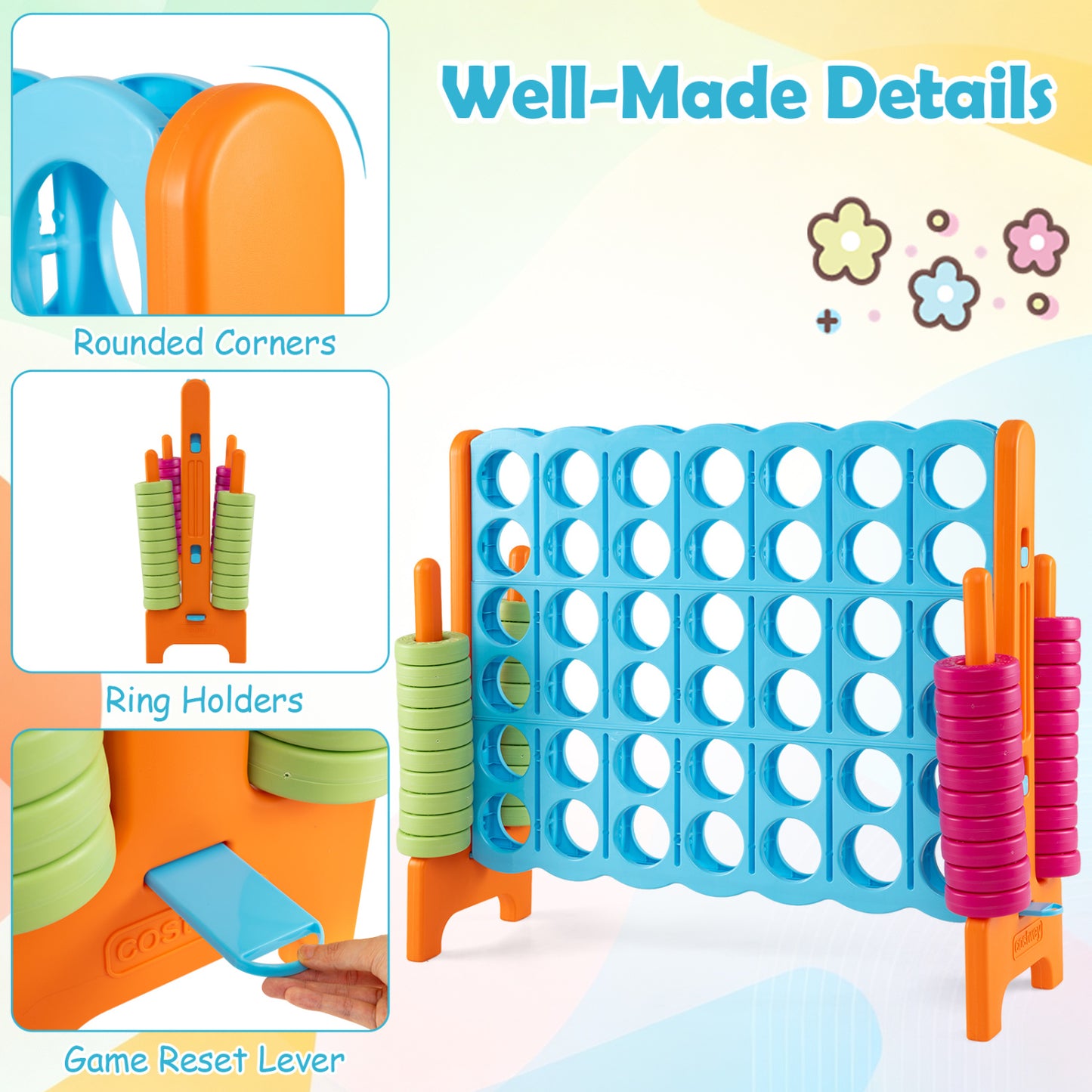Jumbo 4-To-Score Game Set, 3.5FT Tall, 4FT Wide, Orange
