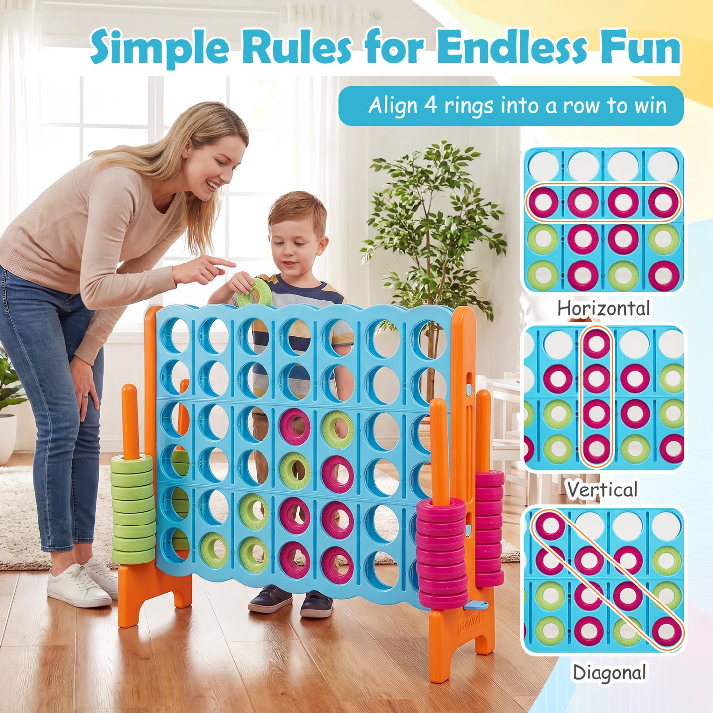 Jumbo 4-To-Score Game Set, 3.5FT Tall, 4FT Wide, Orange