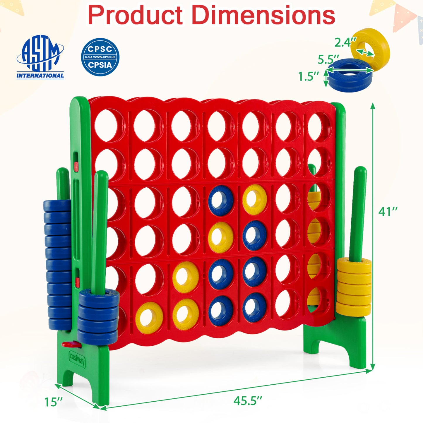 Ensemble de jeu Jumbo 4-to-Score de 3,5 pi de haut, 4 pi de large, vert