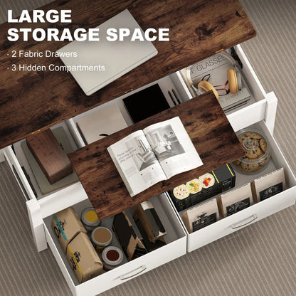 Lift Top Coffee Table, 3 Hidden Compartments, 2 Fabric Drawers Coffee Tables at Gallery Canada