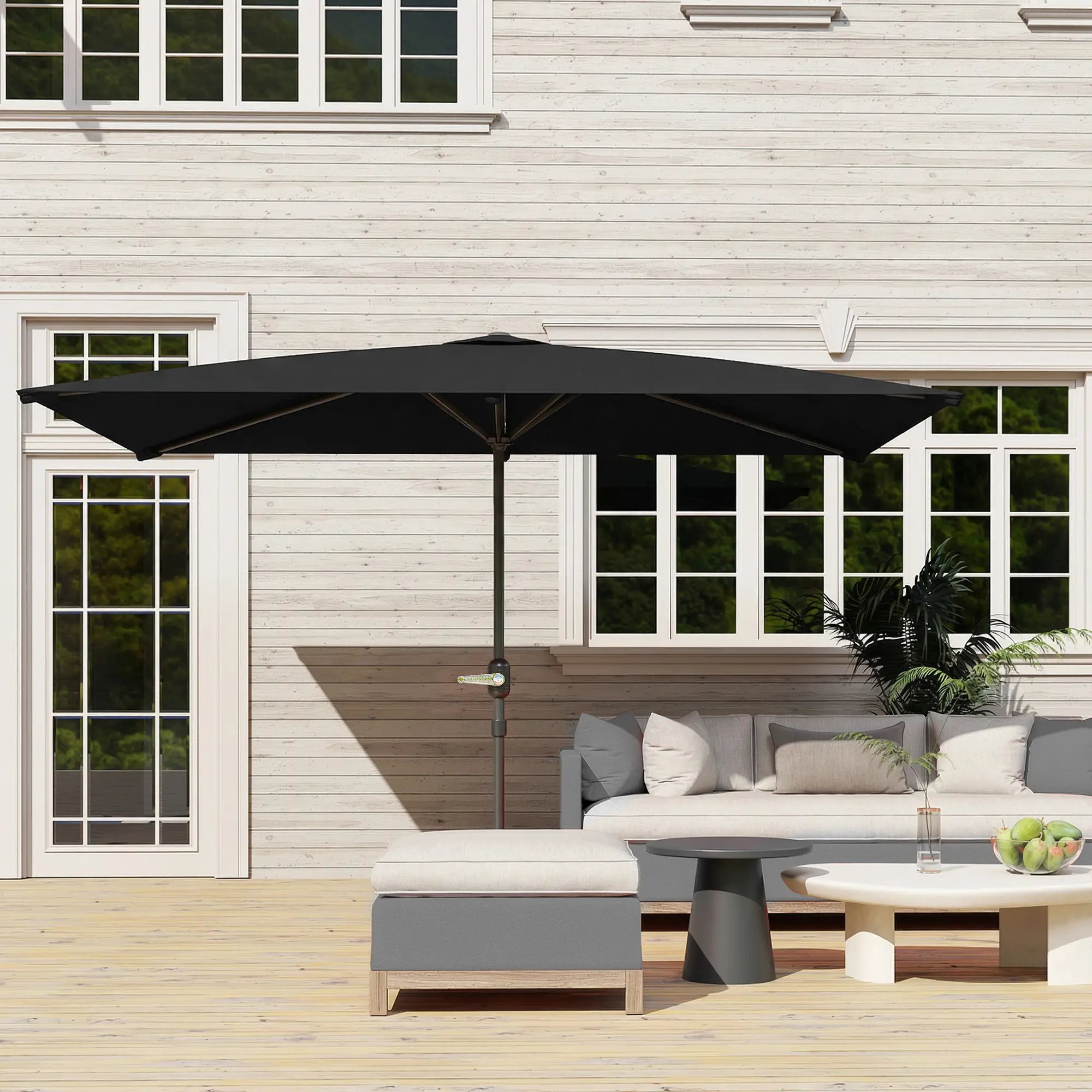 6.4 x 9.7ft Rectangle Aluminum Tilt Patio Umbrella, With Crank, Black Offset Cantilever Umbrellas at Gallery Canada