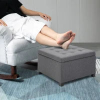 Pouf de rangement capitonné, banc d'appoint, repose-pieds, gris foncé, gris foncé