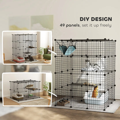 4 Tier DIY Cat Cage, Indoor Catio for 1-3 Cats, Black Outdoor Cat Enclosures at Gallery Canada