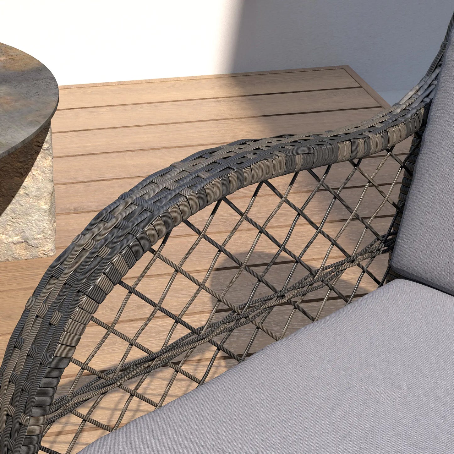 2 Wicker Rocking Patio Chairs, Indoor Outdoor Set with Cushions, Grey Outdoor Rocking Chairs at Gallery Canada