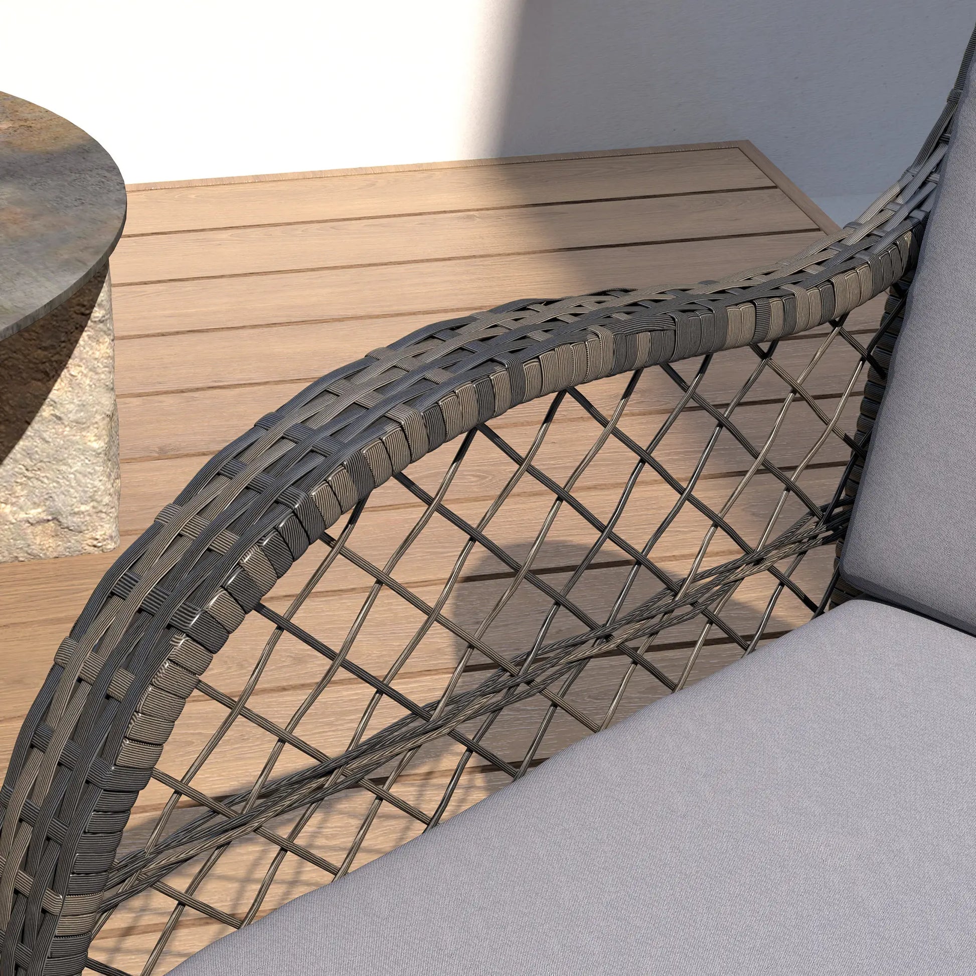 2 Wicker Rocking Patio Chairs, Indoor Outdoor Set with Cushions, Grey Outdoor Rocking Chairs at Gallery Canada