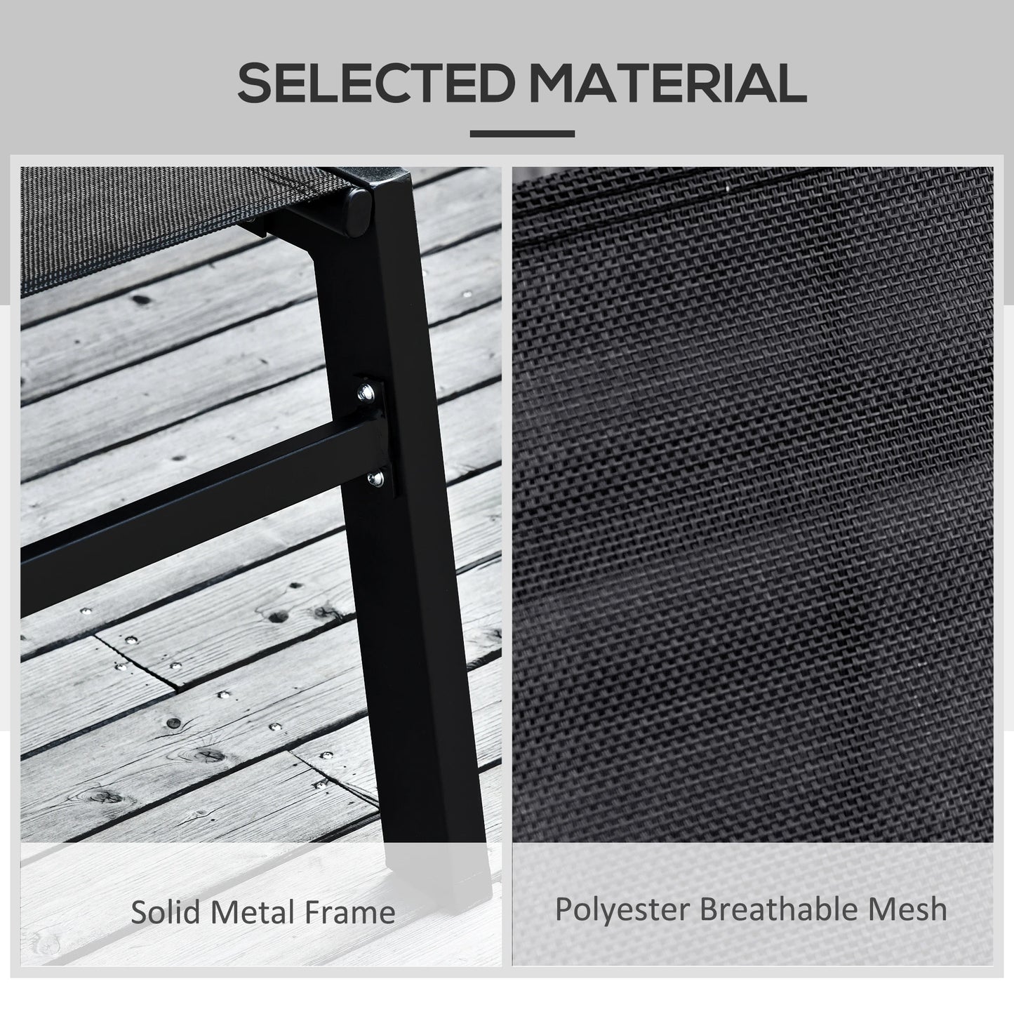 Outdoor Lounge Chair, 5-Position Reclining Backrest, 2 Wheels, Black Lounger Chairs at Gallery Canada