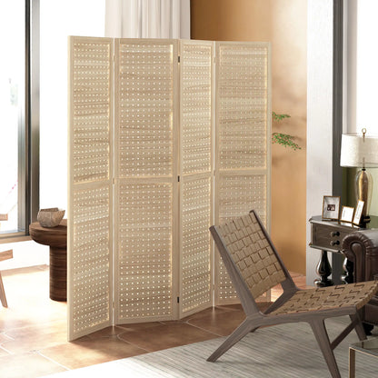 5.6 Ft. 4-Panel Room Divider, Freestanding Privacy Screen, Natural Room Dividers at Gallery Canada