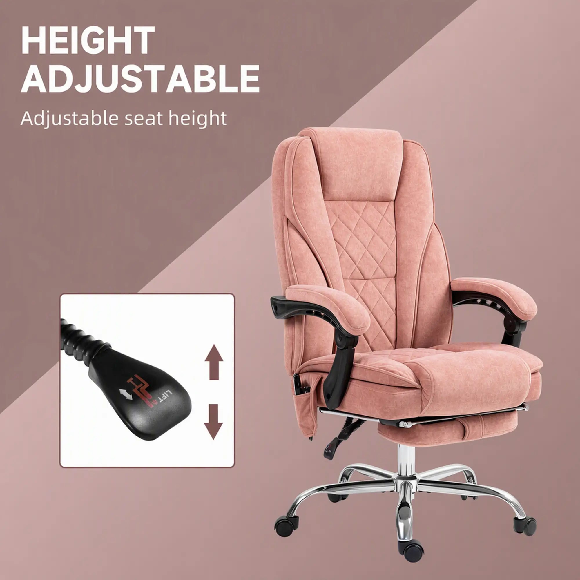 Massage Office Chair, Reclining Computer Chair, Adjustable Height, Pink Massage Chairs at Gallery Canada