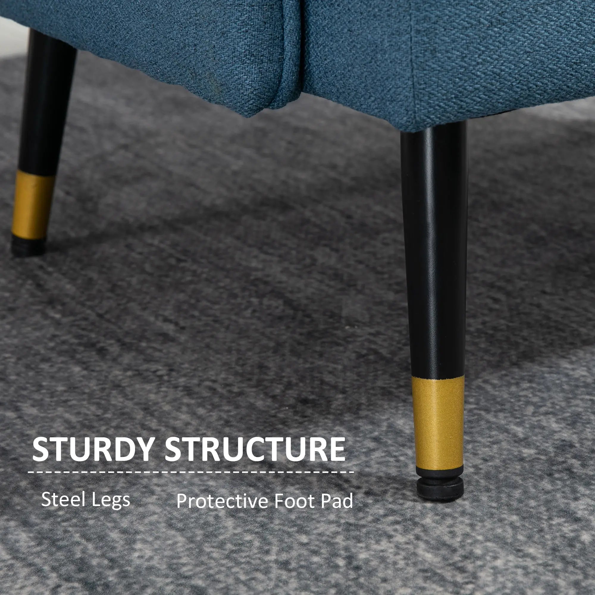 Modern Armchair, Upholstered Accent Chair, Tufted Back, Steel Legs, Blue Accent Chairs at Gallery Canada