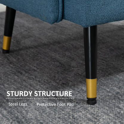 Modern Armchair, Upholstered Accent Chair, Tufted Back, Steel Legs, Blue Accent Chairs at Gallery Canada