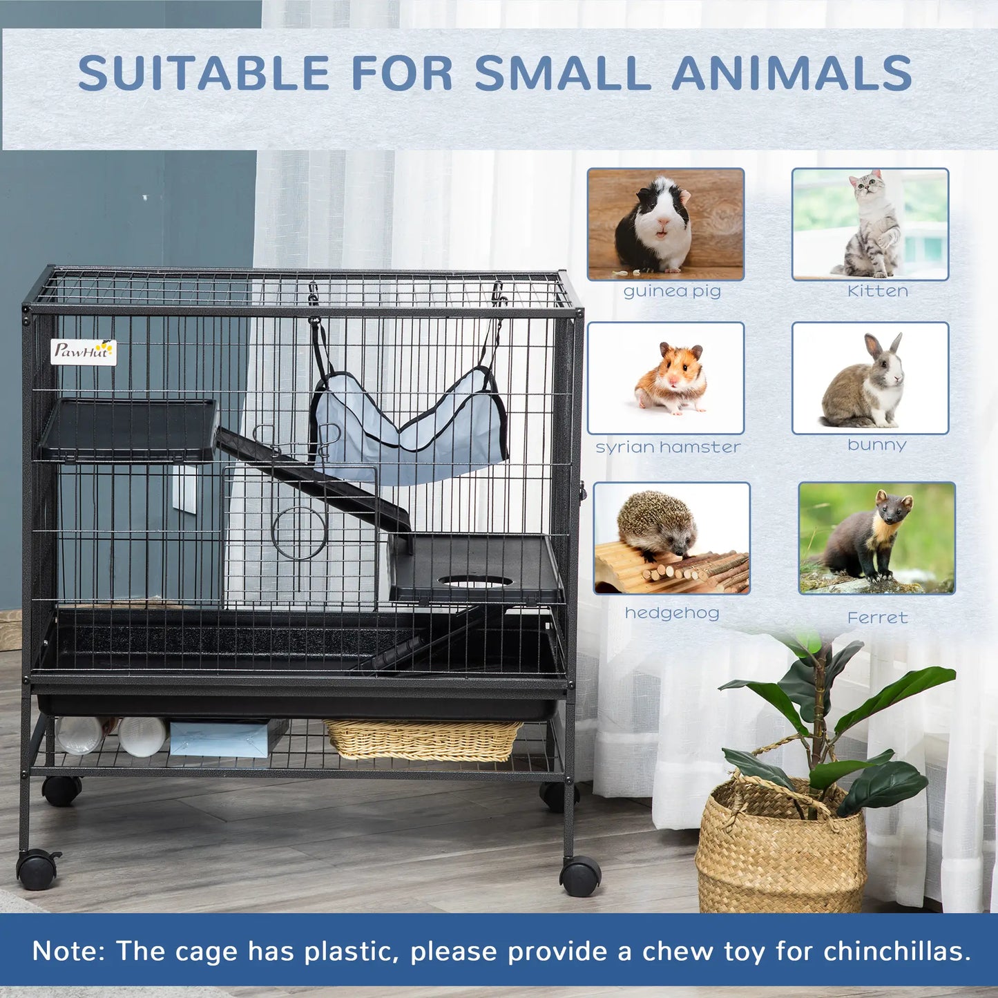 Small Animal Cage, 3-Tier Ferret Cage with Hammock, Removable Tray Houses & Habitats at Gallery Canada