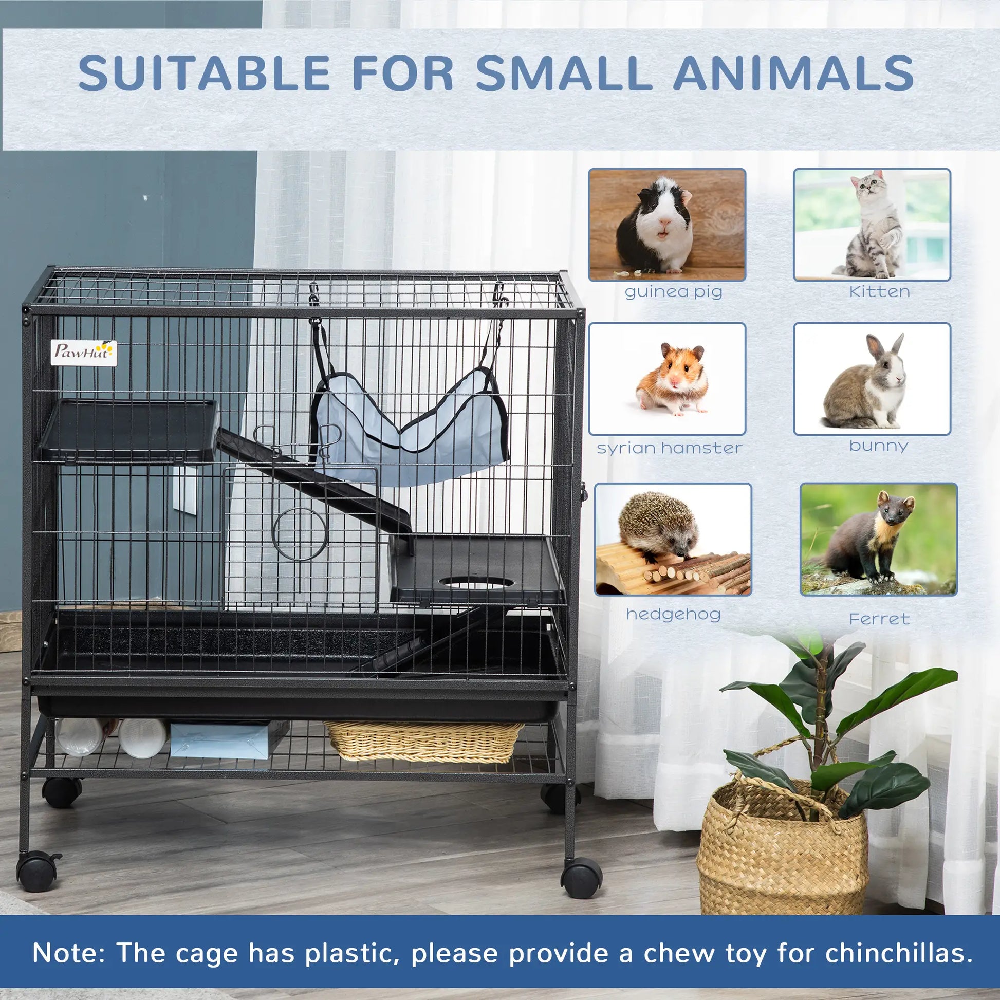 Small Animal Cage, 3-Tier Ferret Cage with Hammock, Removable Tray Houses & Habitats at Gallery Canada