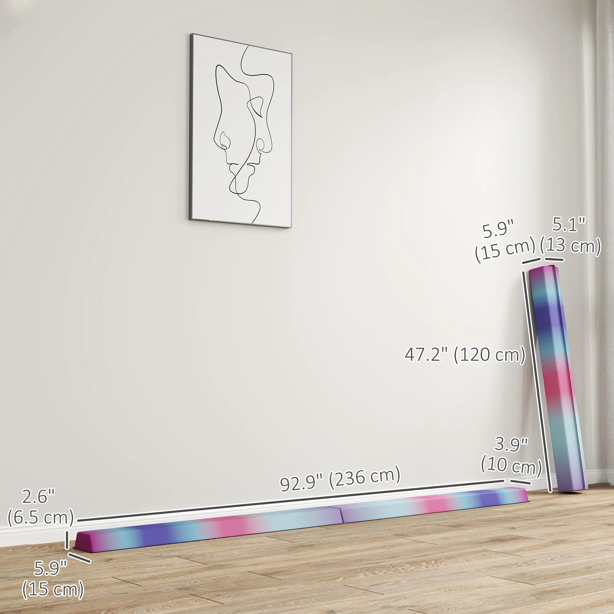 7.7ft Folding Balance Beam, Gymnastics Equipment, Anti-Slip, Multicolour Gymnastics Mats at Gallery Canada