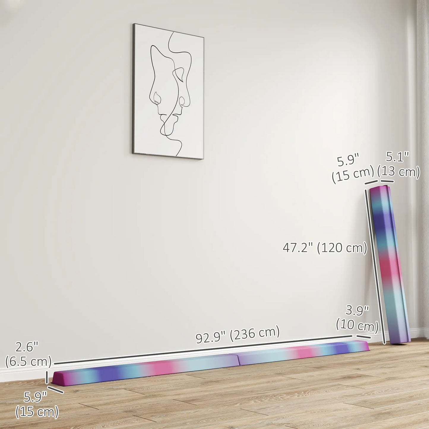 7.7ft Folding Balance Beam, Gymnastics Equipment, Anti-Slip, Multicolour Gymnastics Mats at Gallery Canada