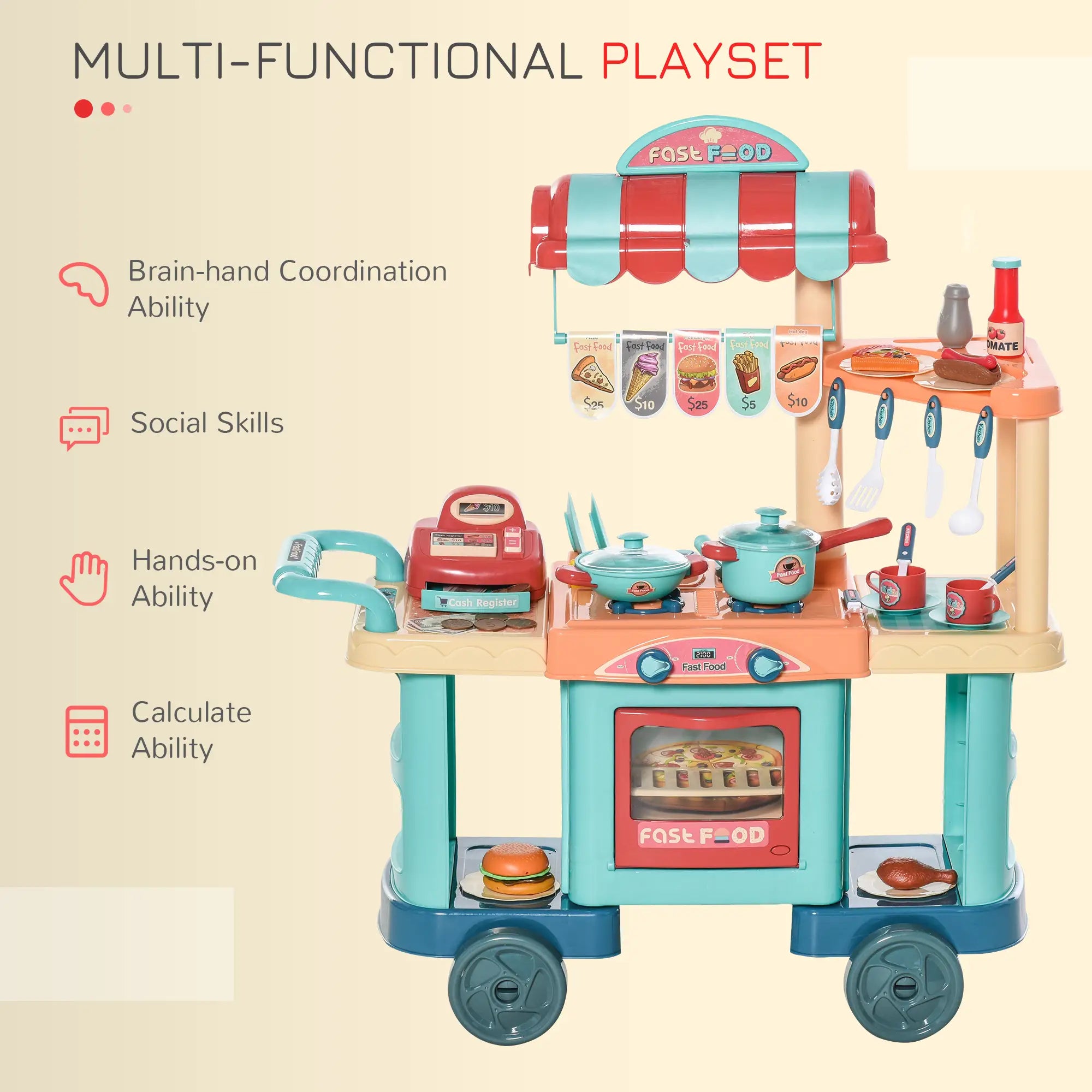 50 Pcs Kids Fast Food Playset, Kitchen Supermarket Toys, Play Food Accessories, Age 3-6 Play Kitchen at Gallery Canada