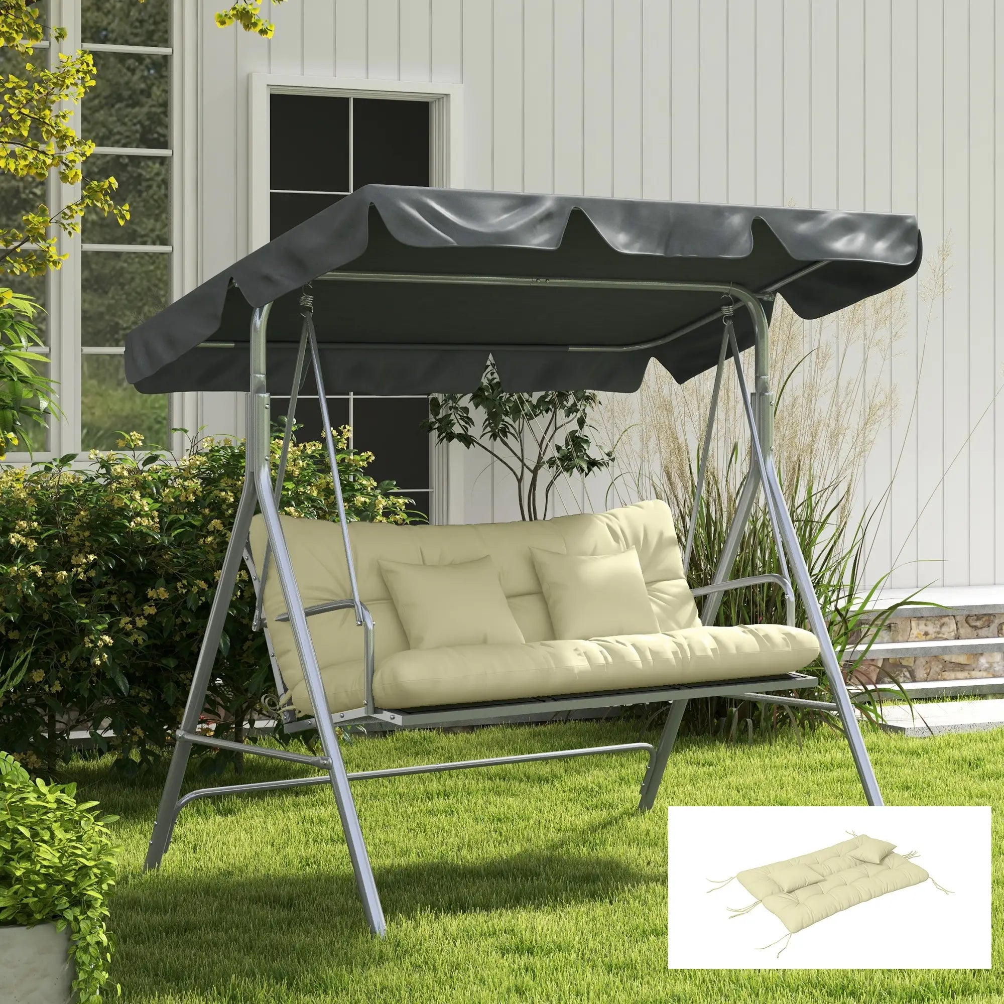 4-Piece Patio Chair Cushion Set, with Ties, Cream White Patio Chair Cushions at Gallery Canada