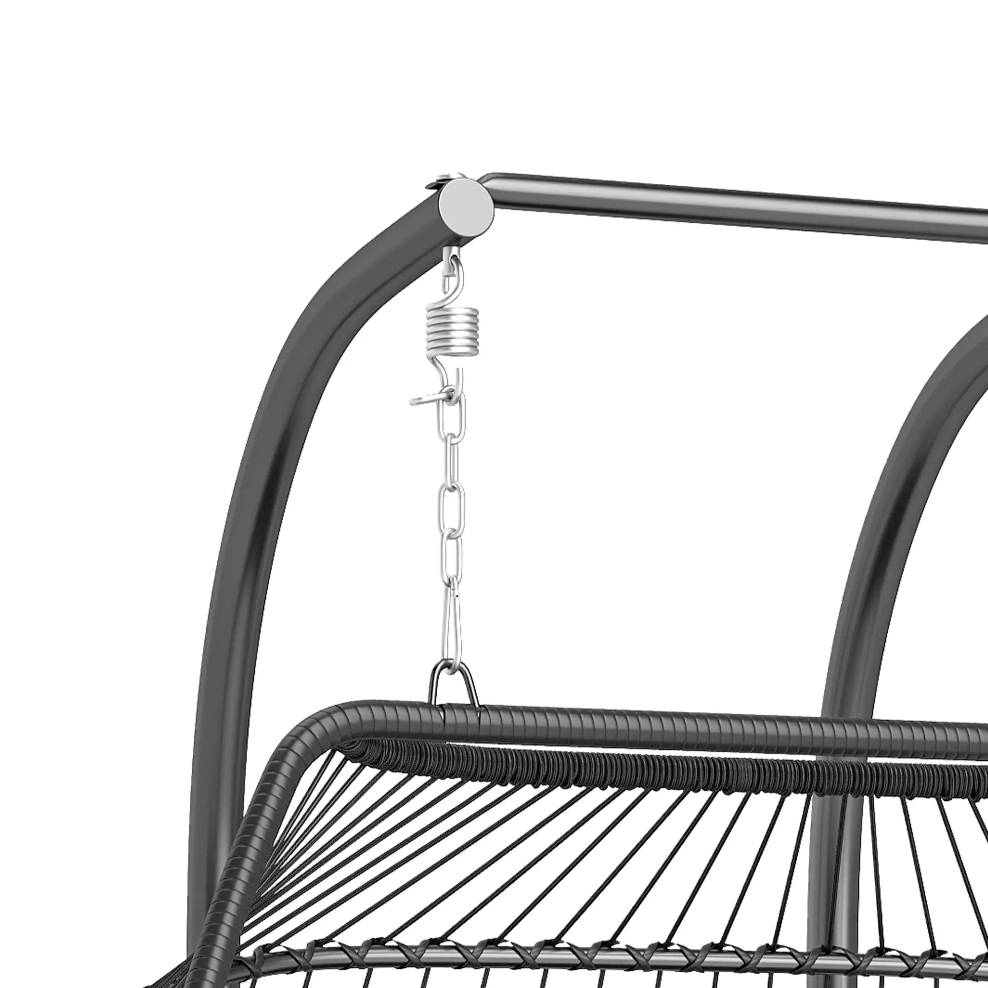 Double Wicker Egg Swing Chair, Foldable with Stand, UV Resistant Cushion, Cream White Patio Swings with Stand at Gallery Canada
