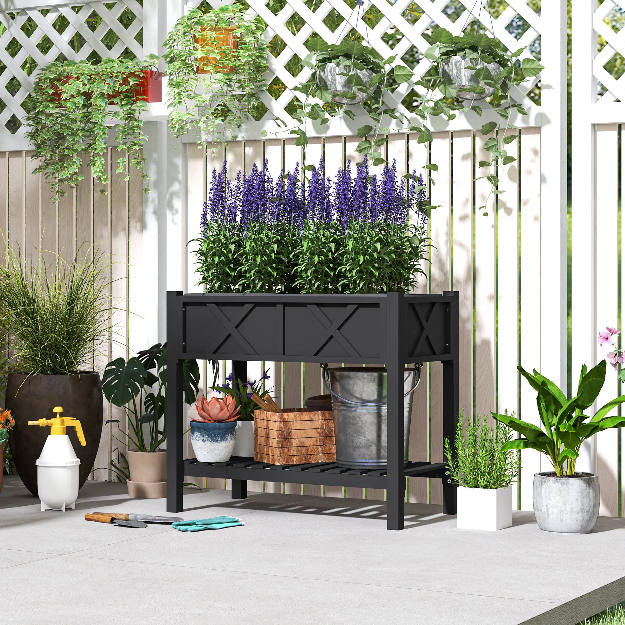 Wooden Raised Garden Bed, Elevated Planter Box, 34