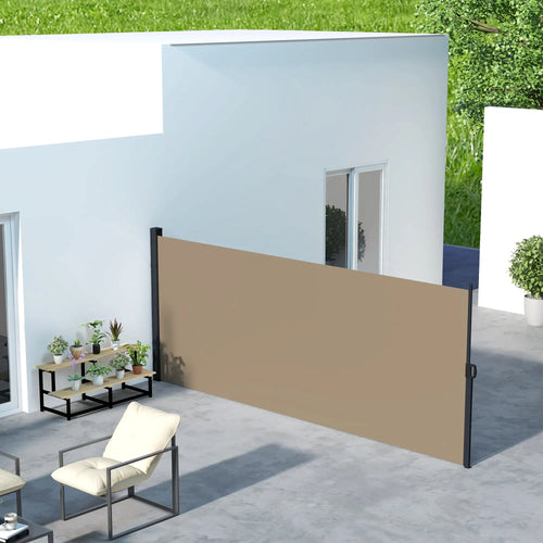 13' x 6' Retractable Awning, Outdoor Privacy Screen, Khaki