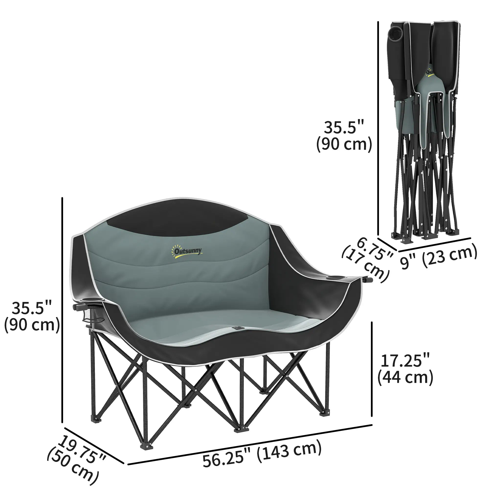 Double Camping Chair, Portable With Cup Holders, Carry Bag, 551 lbs, Black Picnic Tables & Camping Chairs at Gallery Canada